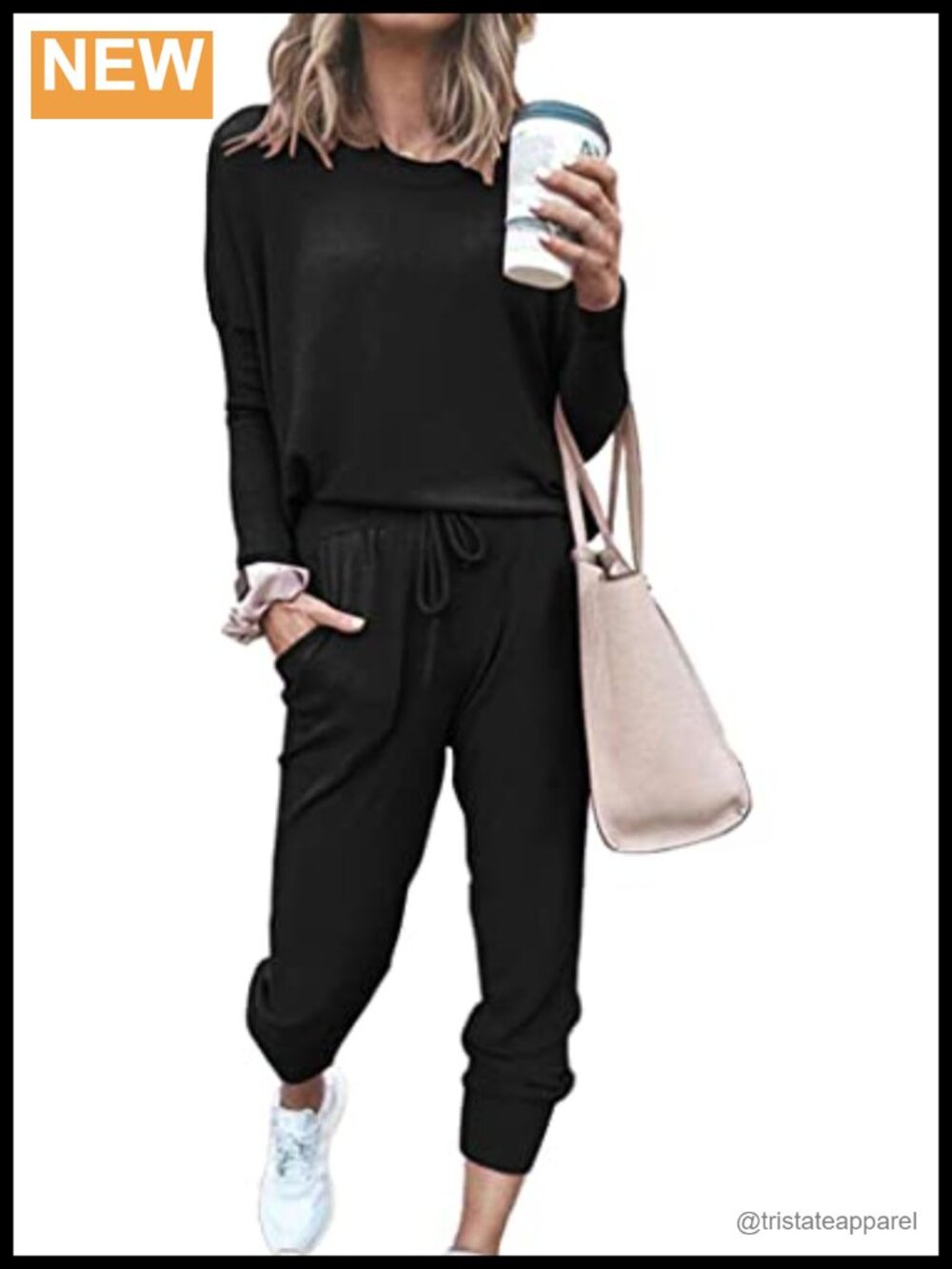 Two Piece Lounge Set Long Sleeve Crewneck Top Jogger Pants Travel Outfit